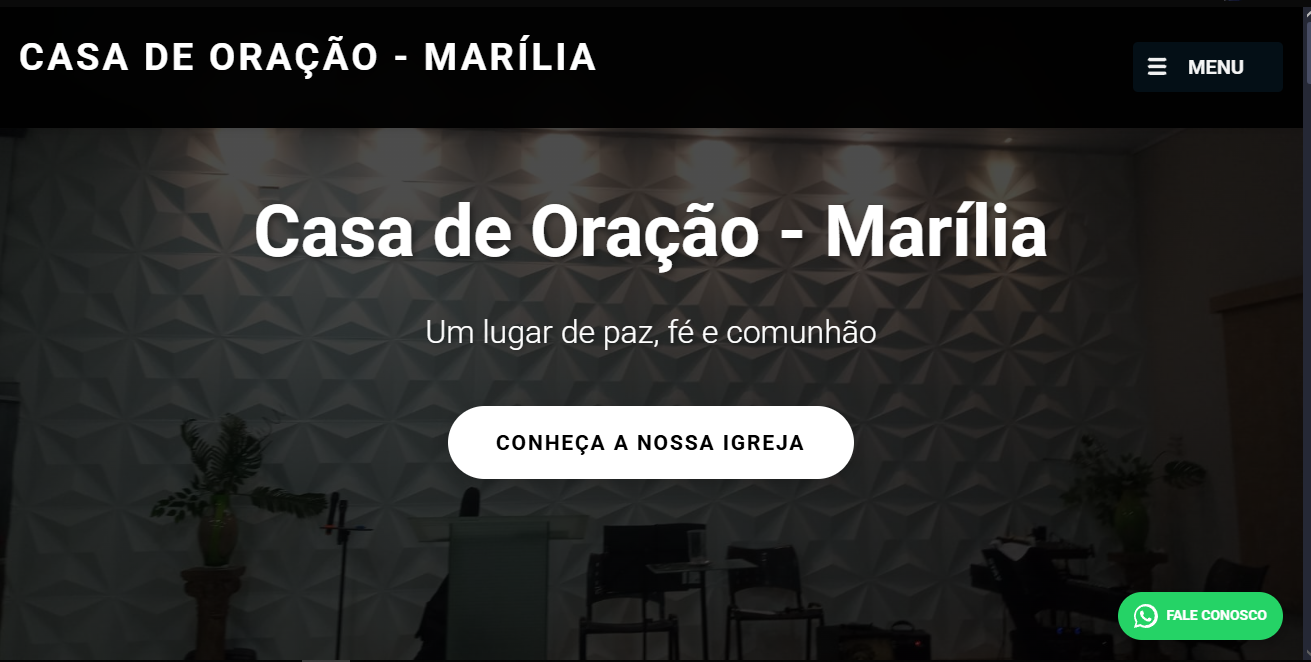Casa de Oração - Site de apresentação de igreja local em Marília com HTML5, CSS3, JavaScript